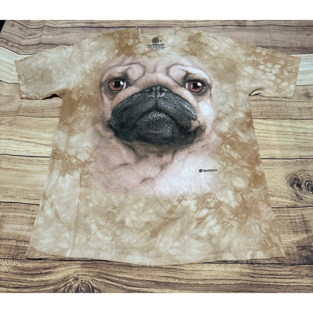 2011 The Mountain Pug Face Tye Dye Tan Brown T-Shirt Big Print Men's XL